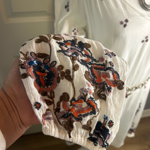 🤩Free People Long Sleeved Fully Lined Midi Dress w/ Floral Embroidery Size M - Picture 4 of 10
